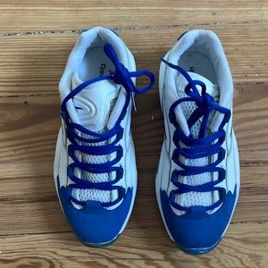 Kids blue and white reeboks sneakers
